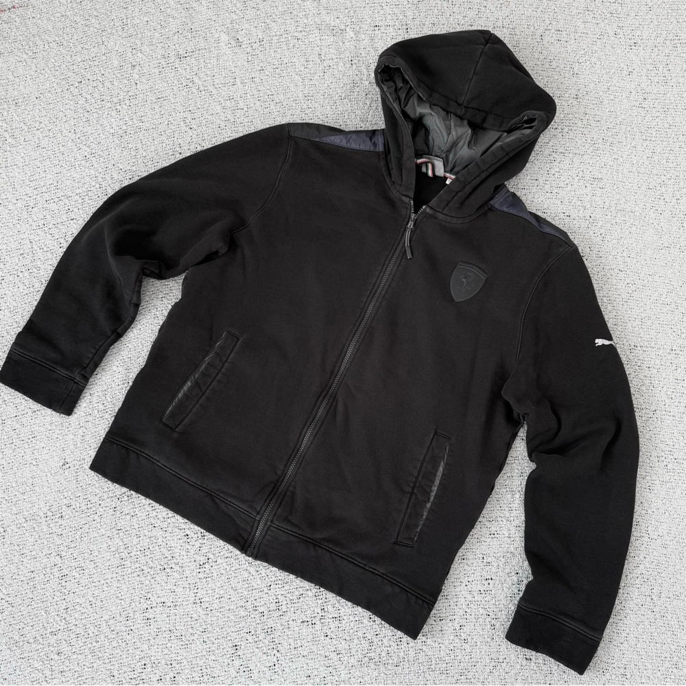 Puma Ferrari Black Hooded Men's Jacket Warm Size L